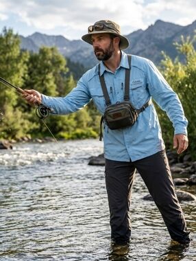 Cabela's Guidewear Blue Fishing Hiking Shirt Size Large Gorpcore UPF 50